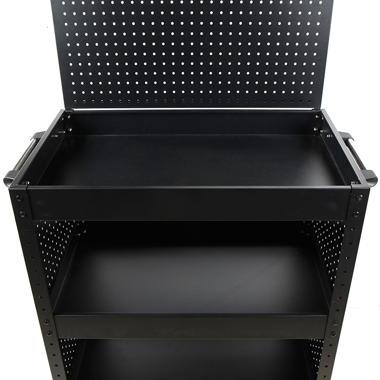 Rolling Service Cart, Utility Cart with Pegboard, Mobile Tool Cart, Workshop Cart, Heavy-Duty Service Cart